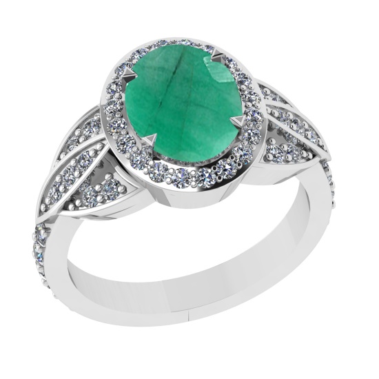 3.26 Ctw VS/SI1 Emerald and Diamond 14k white Gold Engagement Ring (ALL DIA