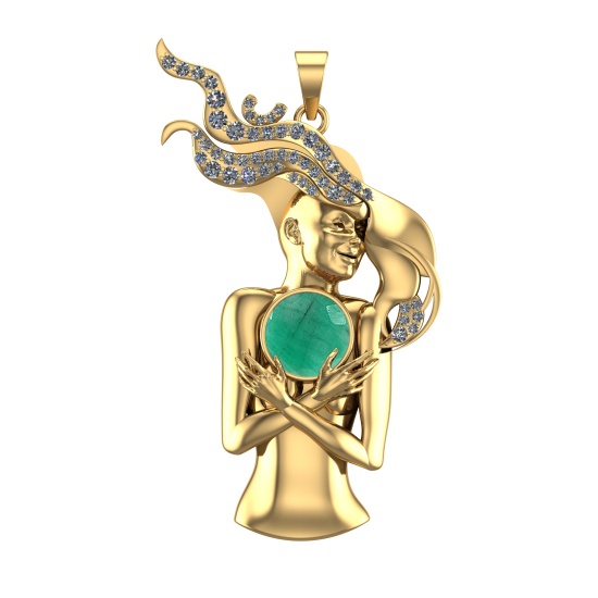 4.79 Ctw VS/SI1 Emerald and Diamond 14k Yellow Gold Pandant (ALL DIAMOND AR