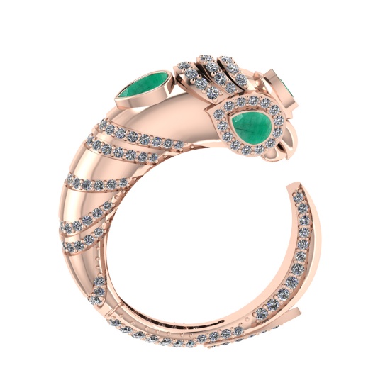 1.82 Ctw VS/SI1 Emerald and Diamond 14K Rose Gold Engagement Ring ALL DIAMO