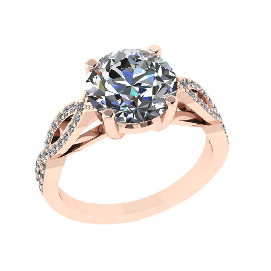 2.44 Ctw VS/SI1 Diamond 14K Rose Gold Engagement Ring (ALL DIAMOND ARE LAB