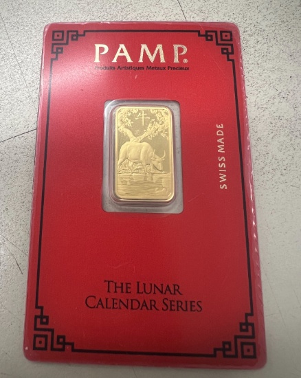 PAMP SUISSE LUNAR SERIES YEAR OF THE OX 5 GRAM GOLD BAR