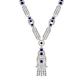10.25 Ctw VS/SI1 Blue Sapphire and Diamond 14k Rose Gold Necklace ALL DIAMO