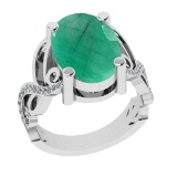 3.68 Ctw VS/SI1 Emerald and Diamond Prong Set 14K White Gold Engagement Rin