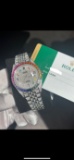 CUSTOM ROLEX DATEJUST 41 MM REF 126300 W/RAINBOW BEZEL & ARABIC RAINBOW DIA