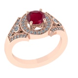 1.24 Ctw VS/SI1 Ruby and Diamond 14k Rose Gold Engagement Ring (ALL DIAMOND