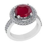 1.07 Ctw VS/SI1 Ruby and Diamond 14k white Gold Engagement Ring (ALL DIAMON
