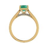 0.82 Ctw VS/SI1 Emerald and Diamond 14k Yellow Gold Engagement Ring (ALL DI