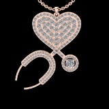 2.40 Ctw VS/SI1 Diamond 10K Rose Gold Veterinary Doctor theme Pendant (ALL