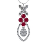 19.90Ctw VS/SI1 Ruby and Diamond 14K White Gold Necklace(ALL DIAMOND ARE LA