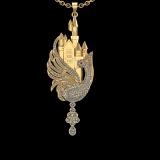 4.51 Ctw VS/SI1 Diamond 10k Yellow Gold Birds theme Pendant (ALL DIAMOND AR