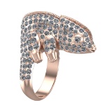 4.59 Ctw SI2/SI1 Diamond Prong Set 14k Rose Gold Creature animal theme Ring