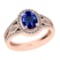 1.90 Ctw VS/SI1 Tanzanite And Diamond 18k Rose Gold Cocktail Ring