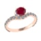 1.67 Ctw VS/SI1 Ruby and Diamond 14k Rose Gold Engagement Ring (ALL DIAMOND