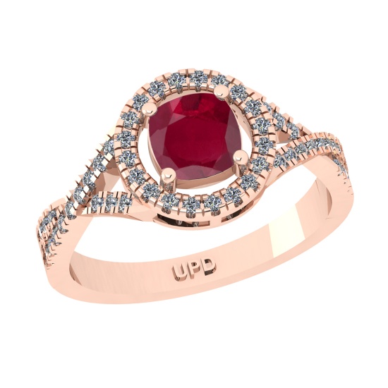1.65 Ctw VS/SI1 Ruby and Diamond 14k Rose Gold Engagement Ring (ALL DIAMOND