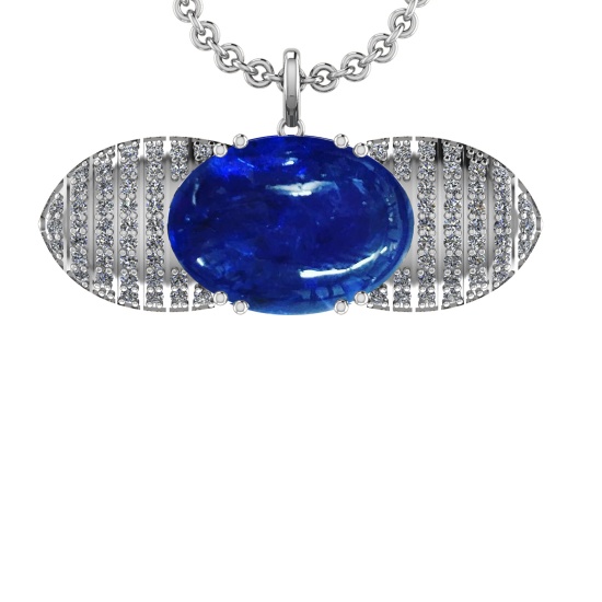 31.58 Ctw VS/SI1 Tanzanite and Diamond 14K White Gold Pendant