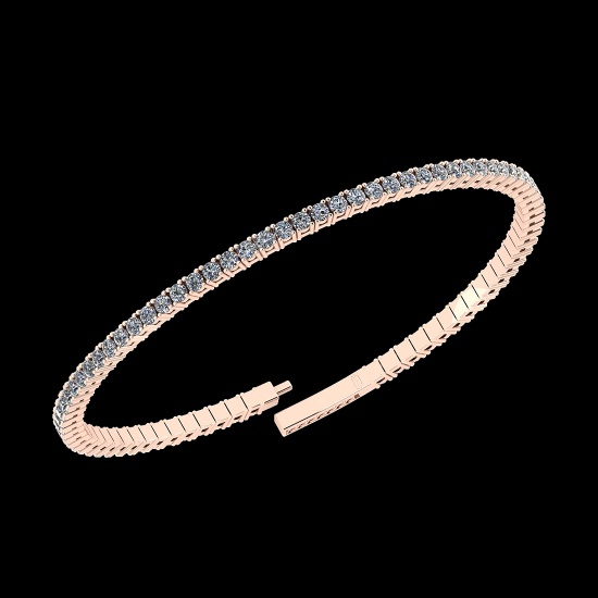 1.66 Ctw VS/SI1 Diamond 14K Rose Gold Bangle (ALL DIAMOND ARE LAB GROWN )