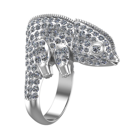 4.59 Ctw SI2/SI1 Diamond Prong Set 14k white Gold Creature animal theme Rin