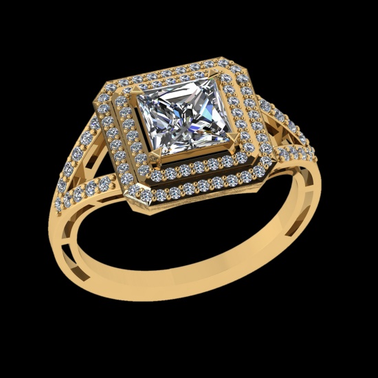 1.64 Ctw VS/SI1 Diamond 14 K Yellow Gold Engagement Ring (ALL DIAMOND ARE L