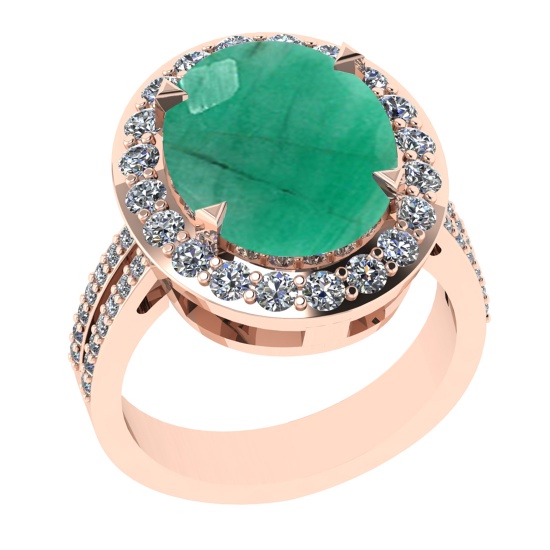 5.55 Ctw VS/SI1 Emerald And Diamond 14K Rose Gold Engagement Ring