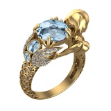 4.92 Ctw VS/SI1 Blue Topaz and Diamond Set 10K Yellow Gold Engagement Ring