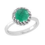 2.25 Ctw VS/SI1 Emerlad and Diamond Prong Set 14K White Gold Engagement Rin