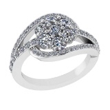 1.50 Ctw VS/SI1 Diamond 14K White Gold Cluster Engagement Ring