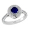1.10 Ctw VS/SI1 Blue Sapphire and Diamond 14k white Gold Engagement Ring