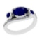 2.94 Ctw VS/SI1 Blue Sapphire and Diamond 14k white Gold Engagement Ring (A