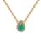 0.89 Ctw VS/SI1 Emerlad and Diamond Prong Set 14K Yellow Gold Necklace (ALL