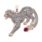 6.61 Ctw VS/SI1 Ruby and Diamond 14k Rose Gold creature theme panther Penda