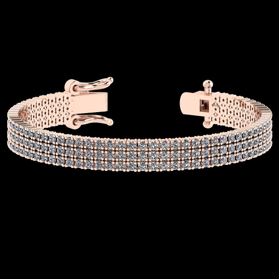 4.92 Ctw VS/SI1 Diamond 14K Rose Gold 3 Row Bracelet (ALL DIAMOND ARE LAB G