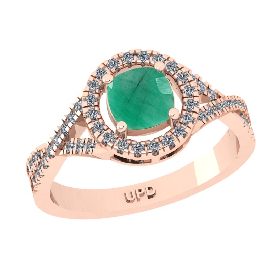 1.65 Ctw VS/SI1 Emerald and Diamond 14k Rose Gold Engagement Ring (ALL DIAM