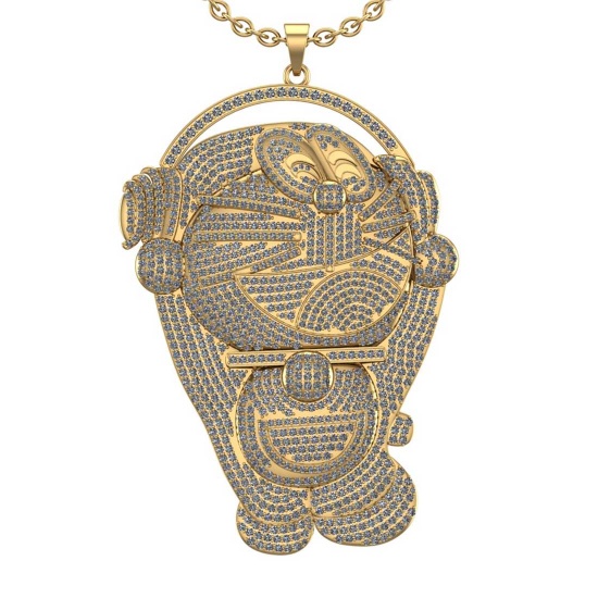 11.44 Ctw VS/SI1 Diamond 10K Yellow Gold Hip Hop Style Necklace (ALL DIAMON