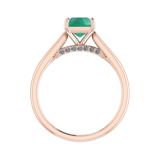 0.82 Ctw VS/SI1 Emerald and Diamond 14k Rose Gold Engagement Ring (ALL DIAM