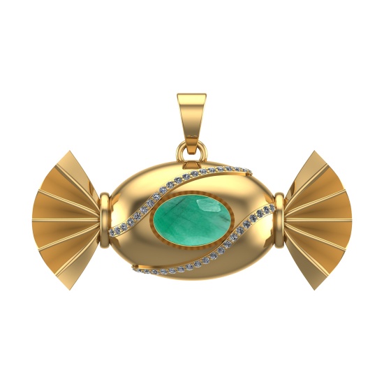 4.94 Ctw VS/SI1 Emerald and Diamond 14k Yellow Gold Pandant (ALL DIAMOND AR