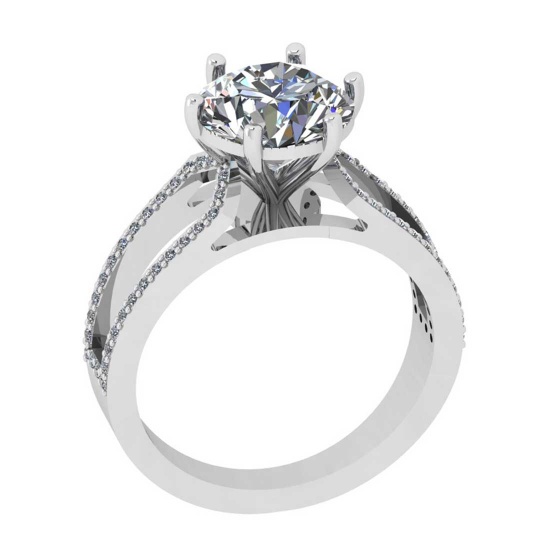 3.05 Ctw SI2/I1 Diamond Style Prong Set 18K White Gold Anniversary Ring