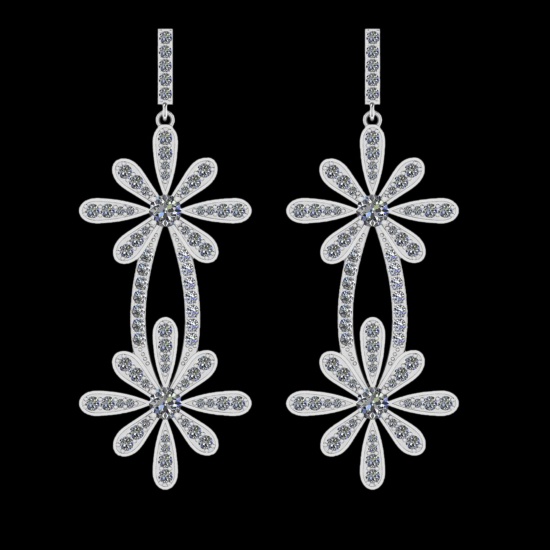 6.20 Ctw VS/SI1 Diamond 10K White Gold Dangling Earrings