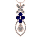 19.90Ctw VS/SI1 Blue Sapphire and Diamond 14K Rose Gold Necklace(ALL DIAMON