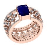 1.22 Ctw VS/SI1 Blue Sapphire And Diamond 14K Rose Gold Engagement Halo Rin