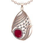 6.68 Ctw VS/SI1 Ruby and Diamond 14k Rose Gold Pendant (ALL DIAMOND ARE LAB