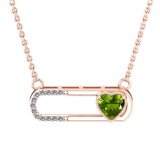 0.56 Ctw VS/SI1 Peridot and Diamond 10K Rose Gold Pendant (ALL DIAMOND ARE