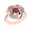 0.90 Ctw VS/SI1 Ruby and Diamond 14k Rose Gold Engagement Ring (ALL DIAMOND
