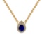 0.89 Ctw VS/SI1 Blue sapphire and Diamond Prong Set 14K Yellow Gold Necklac