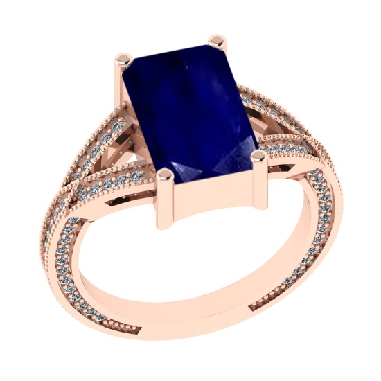 2.95 Ctw VS/SI1 Blue Sapphire and Diamond 14k Rose Gold Engagement Ring (LA