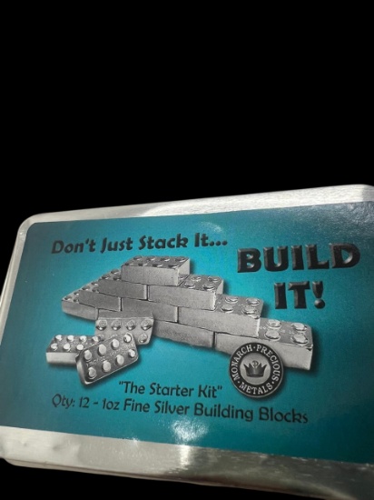 LOT OF 12 x 1 oz .999 Fine Silver poured bullion art bar building block wit