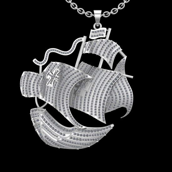 5.14 Ctw VS/SI1 Diamond Prong Set 18K White Gold Ship Necklace (ALL DIAMOND