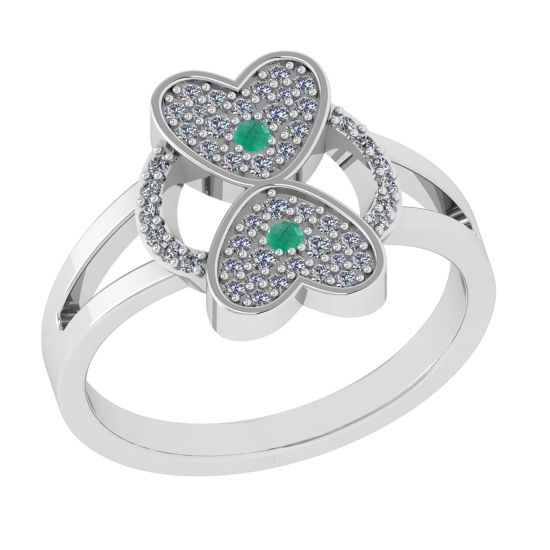 0.27 Ctw VS/SI1 Emerald and Diamond 14k white Gold Engagement Ring (ALL DIA