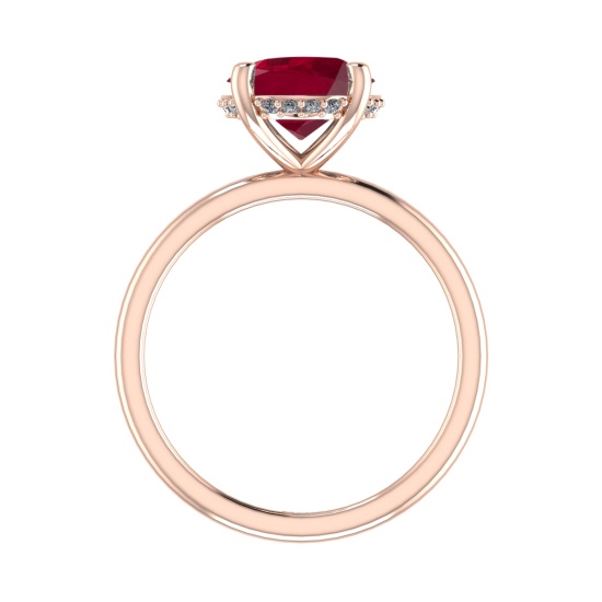 2.59 Ctw VS/SI1 Ruby and Diamond 14k Rose Gold Engagement Ring (ALL DIAMOND