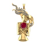 4.79 Ctw VS/SI1 Ruby and Diamond 14k Yellow Gold Pandant (ALL DIAMOND ARE L