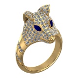 2.31 Ctw VS/SI1 Blue Sapphire and Diamond 14k Yellow Gold Animal theme Ring